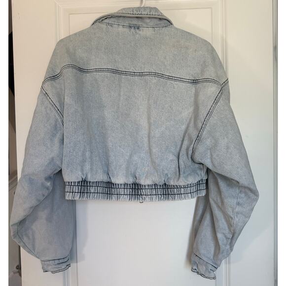 BDG Urban Outfitters Vintage Inspired Crop Bomber Baggy Jean Jacket - Picture 6 of 13